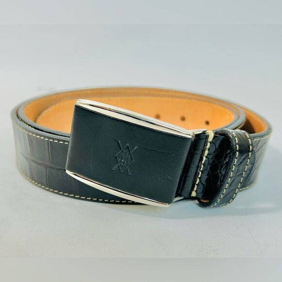 Martin Dingman Black Alligator Grain Belt with Saddle Leather Lining - Picture 9 of 14